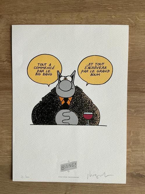 P. Geluck, the Cat, Bang, 35/300 gesigneerd, 2003, Verzamelen, Posters, Zo goed als nieuw, Overige onderwerpen, A4 of kleiner