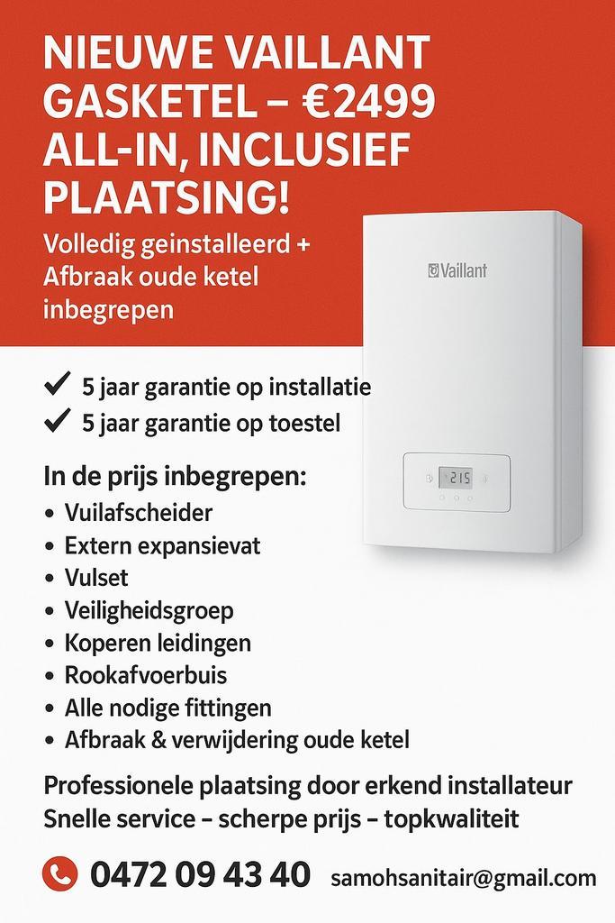 Nieuwe Gasketel incl. Plaatsing voor 2499 Euro!, Doe-het-zelf en Bouw, Verwarming en Radiatoren, Zo goed als nieuw, Ophalen of Verzenden