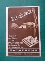 Ed. Laurens cigarette - publicité papier - 1937, Autres types, Utilisé, Enlèvement ou Envoi