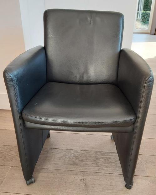 4 lederen eetkamerstoelen, Huis en Inrichting, Stoelen, Gebruikt, Vier, Leer, Zwart, Ophalen