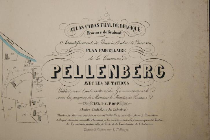 oude kaart Pellenberg, PC Popp, 19de eeuw, Antiek en Kunst, Curiosa en Brocante, Ophalen