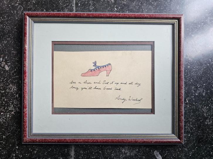 Andy Warhol  Kleine Aquarel en ingelijst, Antiek en Kunst, Kunst | Schilderijen | Klassiek, Ophalen
