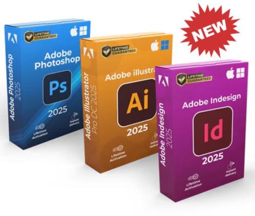 Adobe-pakket 2025 (PS - AI - ID), Computers en Software, Ontwerp- en Bewerkingssoftware, Nieuw, MacOS, Windows, Verzenden