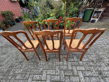 Zes eiken stoelen, Huis en Inrichting, Stoelen, Ophalen, Gebruikt, Bruin, Vijf, Zes of meer stoelen