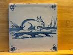 Carrelage ancien de Delft avec lapin D17, Antiquités & Art, Enlèvement ou Envoi
