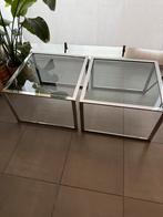 Ensemble de 2 tables modernes en verre chromé, Enlèvement