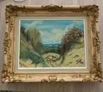 Prachtig olieverfschilderij Duinen te Zeebrugge. Jaar 1963, Ophalen of Verzenden
