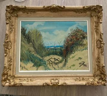 Prachtig olieverfschilderij Duinen te Zeebrugge. Jaar 1963 beschikbaar voor biedingen