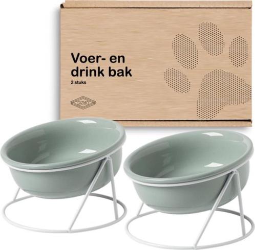 GIZMO 2x Voerbak Kat/Hond (Middelgroot) - 500ML - Lichtgroen, Dieren en Toebehoren, Hondenvoerbakken en Drinkbakken, Nieuw, Ophalen of Verzenden