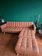 3-zits leren bank met dagbed + voetsteun, Huis en Inrichting, Ophalen, Gebruikt, 125 tot 150 cm, Hoekbank