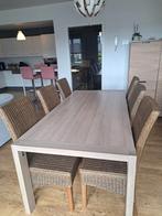 Eettafel met 6 rieten stoelen, Huis en Inrichting, Ophalen, Gebruikt