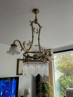 Antieke luster koper en glas, Ophalen, Gebruikt, Glas