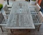Houten Teak tafel verlengbaar + 4 stoelen, Tuin en Terras, Ophalen, Hout