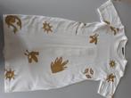 Wit zomerkleedje met goudkleurige motief van Andres, maat S., Kleding | Dames, Ophalen, Wit, Maat 36 (S), Gedragen