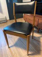Vintage mid century zwarte houten stoelen, Huis en Inrichting, Stoelen, Twee, Gebruikt, Hout, Zwart