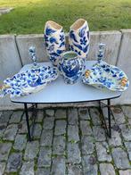 H. Bequet lot 7 stuks blauwe met vogels, Antiek en Kunst, Antiek | Porselein, Ophalen