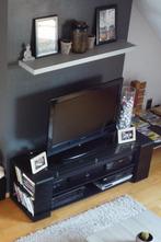 TV meubel - zwart + glazen blad, Ophalen, Gebruikt, 100 tot 150 cm, Glas