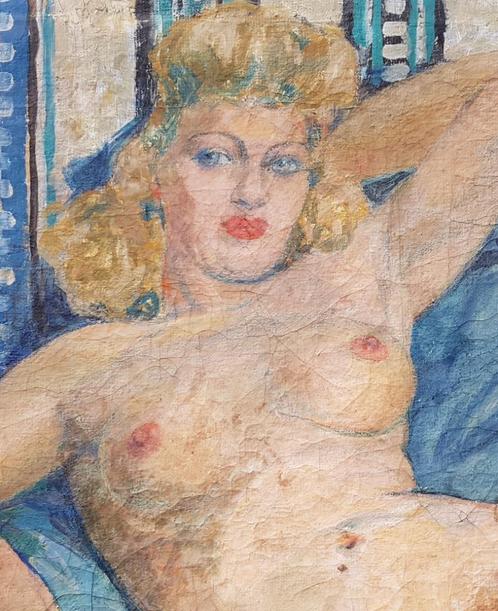 Groot schilderij - Naakte vrouw - Fernand LANTOINE, Antiek en Kunst, Kunst | Schilderijen | Klassiek, Verzenden