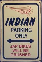 Plaque murale en métal rouillé Indian Parking Only, Motos, Neuf