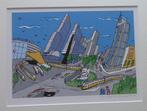 ROEL MEERTENS / HET STATION / KLEURZEEFDRUK / 44x50cm KADER, Antiek en Kunst, Kunst | Litho's en Zeefdrukken, Ophalen of Verzenden