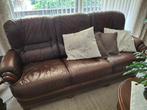 Eiken salonset in leder – 1, 2 en 3 zit + salontafel, Ophalen, Zo goed als nieuw, Hout, Antiek