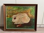 Schilderij met konijn, in gekaderd, Ophalen of Verzenden