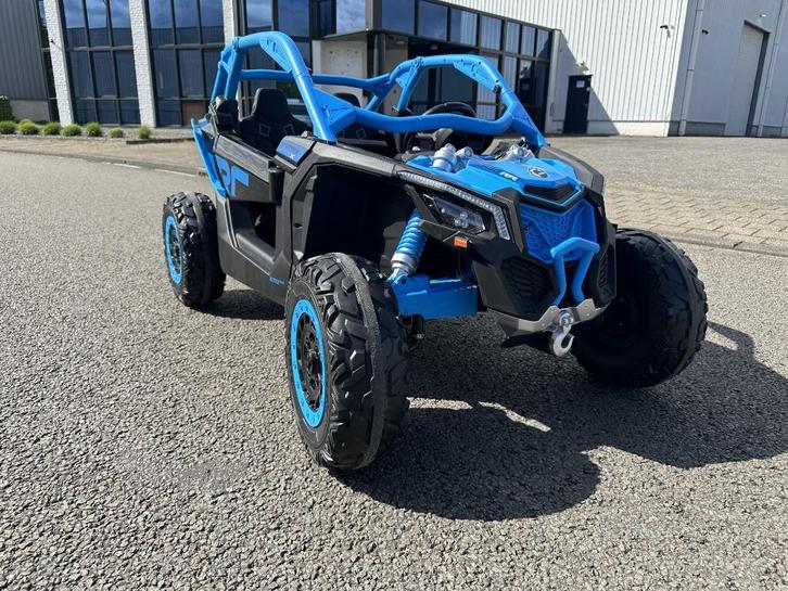 24V CAN-AM Maverick buggy blauw 2 persoons, 4WD- MP4 – leder, Kinderen en Baby's, Speelgoed | Buiten | Voertuigen en Loopfietsen