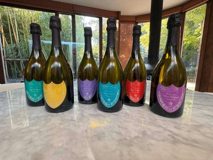 Set Dom Pérignon Andy Warhol champagneflessen, Verzamelen, Wijnen, Zo goed als nieuw, Ophalen