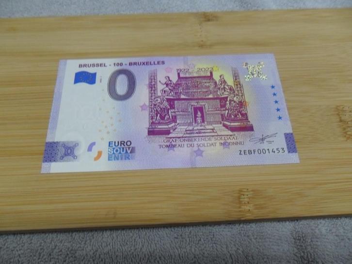 Ticket 0€ negen 100 jaar tombe van de onbekende soldaat., Postzegels en Munten, Bankbiljetten | Europa | Eurobiljetten, Los biljet