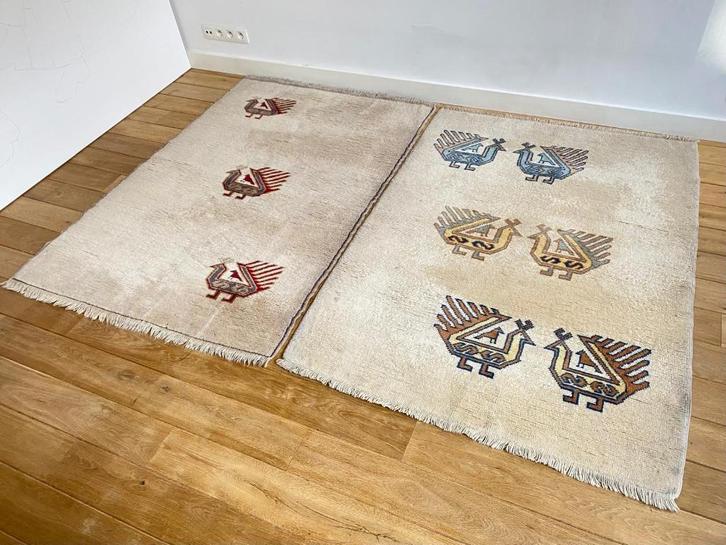 TURKS TAPIJT MET PAUWMOTIEF • per stuk, Maison & Meubles, Ameublement | Tapis & Moquettes, Utilisé, 100 à 150 cm, 150 à 200 cm