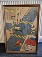 Vintage schoolkader "veilig in het verkeer" van Esso, Antiquités & Art, Antiquités | Cartes scolaires, Vues de Villes ou de Villages