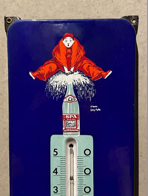 GEËMAILLEERDE PLAAT/SPA-THERMOMETER, Verzamelen, Merken en Reclamevoorwerpen, Gebruikt, Reclamebord, Ophalen of Verzenden