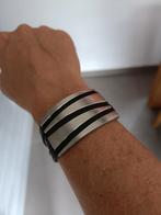 Bracelet cuir noir et inox brossé, Handtassen en Accessoires, Armbanden, Ophalen of Verzenden, Zwart, Leer