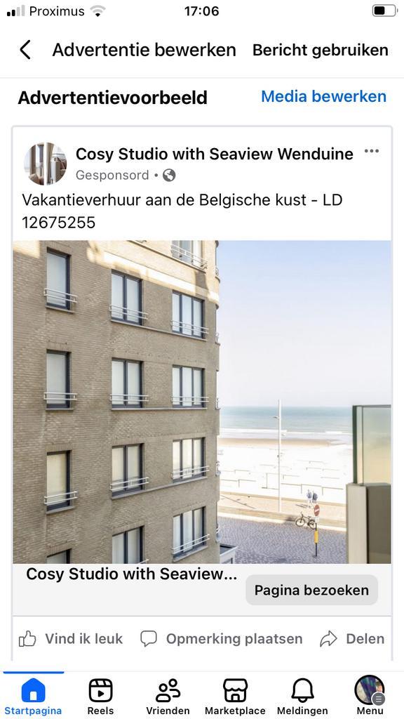 Cosy studio met zeezicht Wenduine te huur, Immo, Appartementen en Studio's te huur, Provincie West-Vlaanderen, 20 tot 35 m²