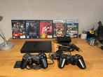 PS2 Slim met 2 controllers en games, Consoles de jeu & Jeux vidéo, Consoles de jeu | Sony PlayStation 2, Comme neuf, Noir, Avec jeux
