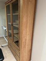 Vitrinekast teak, Huis en Inrichting, Ophalen, Strak met landelijk karakter door teak materiaal, 100 tot 150 cm, 200 cm of meer