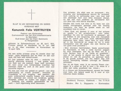 DP Kanunnik Felix Vertruyen, Verzamelen, Bidprentjes en Rouwkaarten, Bidprentje, Verzenden