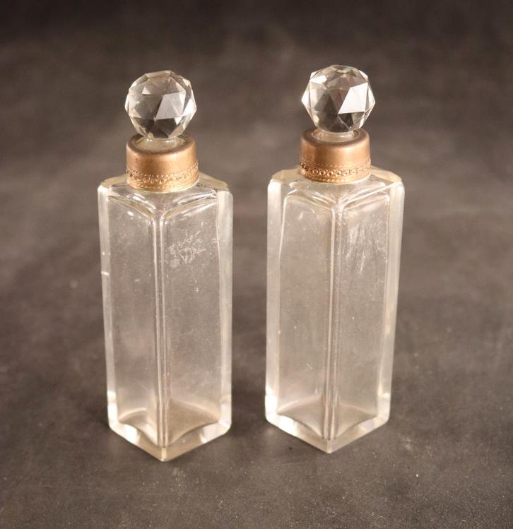 Paar antieke parfumflesjes, Antiek en Kunst, Antiek | Glaswerk en Kristal, Ophalen of Verzenden