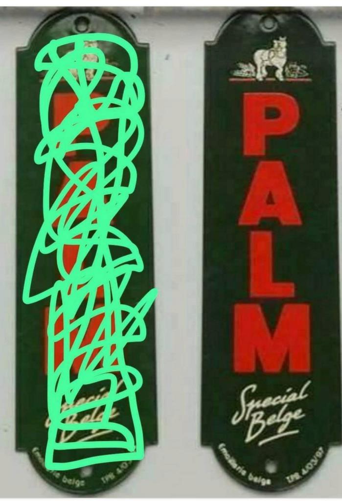 GEZOCHT Emaille Palm deurpostje., Verzamelen, Biermerken, Palm, Ophalen of Verzenden