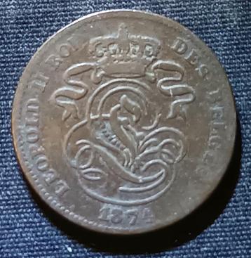 2 cent 1874 FR - Leopold II beschikbaar voor biedingen