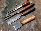 Lot van 4 antieke houtbeitels/gutsen, Ophalen of Verzenden