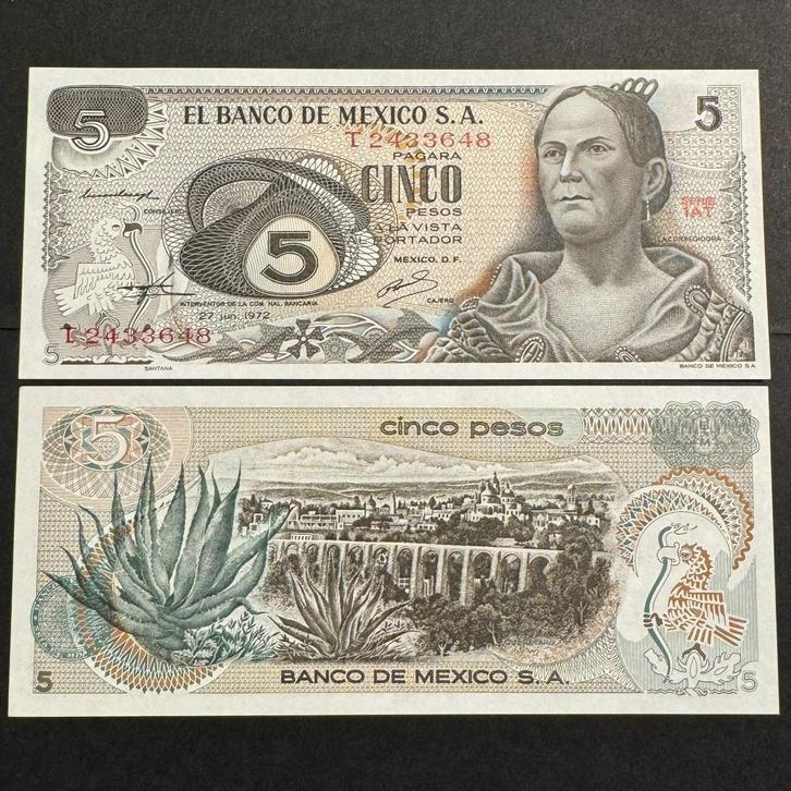 Mexique - 5 pesos 1972 - P 62c - UNC - 1056 (4), Timbres & Monnaies, Billets de banque | Amérique, Billets en vrac, Amérique du Sud