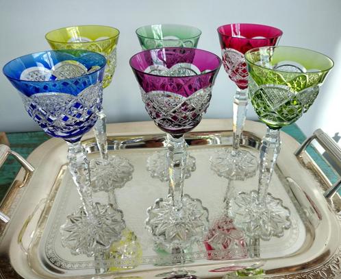 Val Saint Lambert Verrept Complete set 6 kleuren, Antiek en Kunst, Antiek | Glaswerk en Kristal, Ophalen