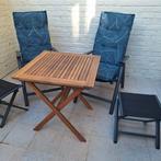 Set met 2 tuinstoelen, kussens, voetenbanken en klaptafel, Tuin en Terras, Tuinsets en Loungesets, Ophalen, Gebruikt, Tuinset