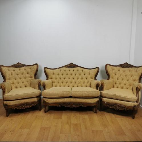 Vintage, coin salon, canapé et deux fauteuils. Canapé deux p, Maison & Meubles, Canapés | Coins salons complets, Utilisé, Tissus