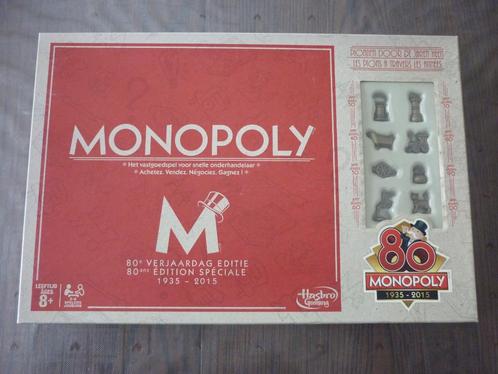 Bordspel - Monopoly 80 jaar speciale tweetalige editie NL/FR, Hobby en Vrije tijd, Gezelschapsspellen | Bordspellen, Gebruikt