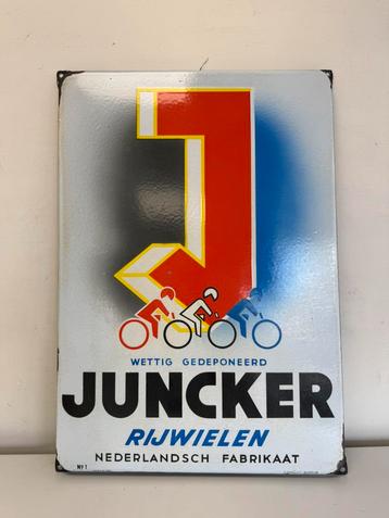 Panneau publicitaire en émail pour vélos JUNCKER, Enlèvement ou Envoi