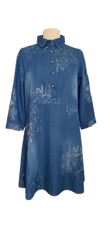 Robe genre jeans T40, Kleding | Dames, Jurken, Gedragen, Maat 38/40 (M), Blauw, Verzenden
