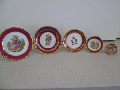 Vintage ; Limoges Franse, 5 bordjes het grootste 11cm doorsn, Antiek en Kunst, Antiek | Porselein, Ophalen of Verzenden