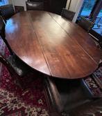 Eiken kloostertafel 240x152 cm mét 8 lederen stoelen incl., Antiek en Kunst, Ophalen